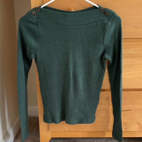 Madewell Sweaters - Madewell Boatneck Green Ribbed Sweater